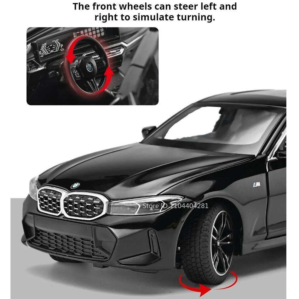 1:24 325Li 530Li Alloy Diecast Toy Car Model Four Wheel Suspension Sound Light Pull Back Miniature Vehice Decorative Collectible Z260307