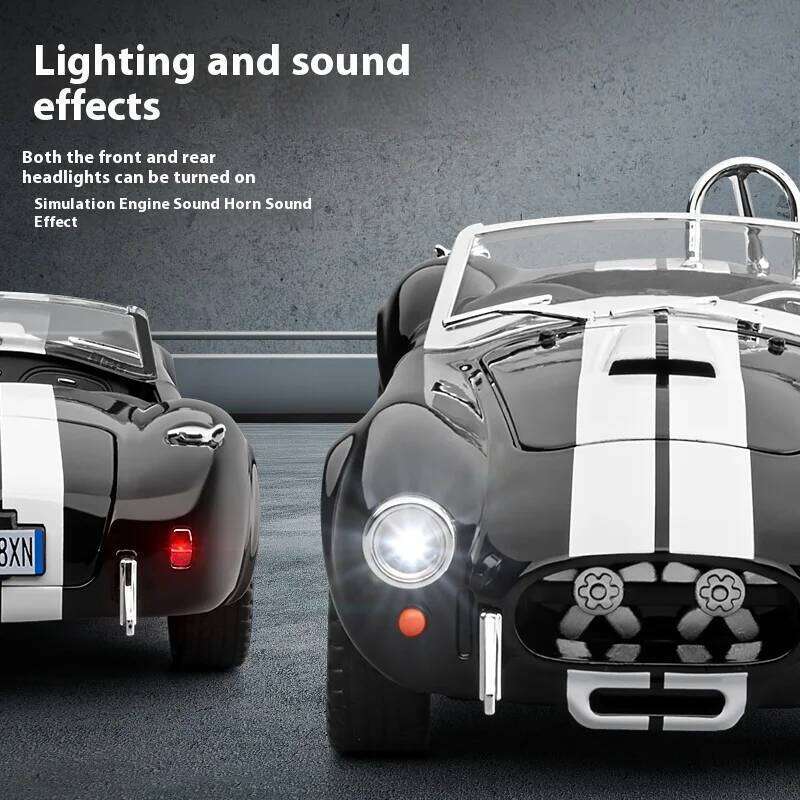 1:24 1965 Shelby Cobra Convertible Roadster Model Simulation Sound Light Pulling Tire Shock Absorbing Boys Birthday Gift Z260306