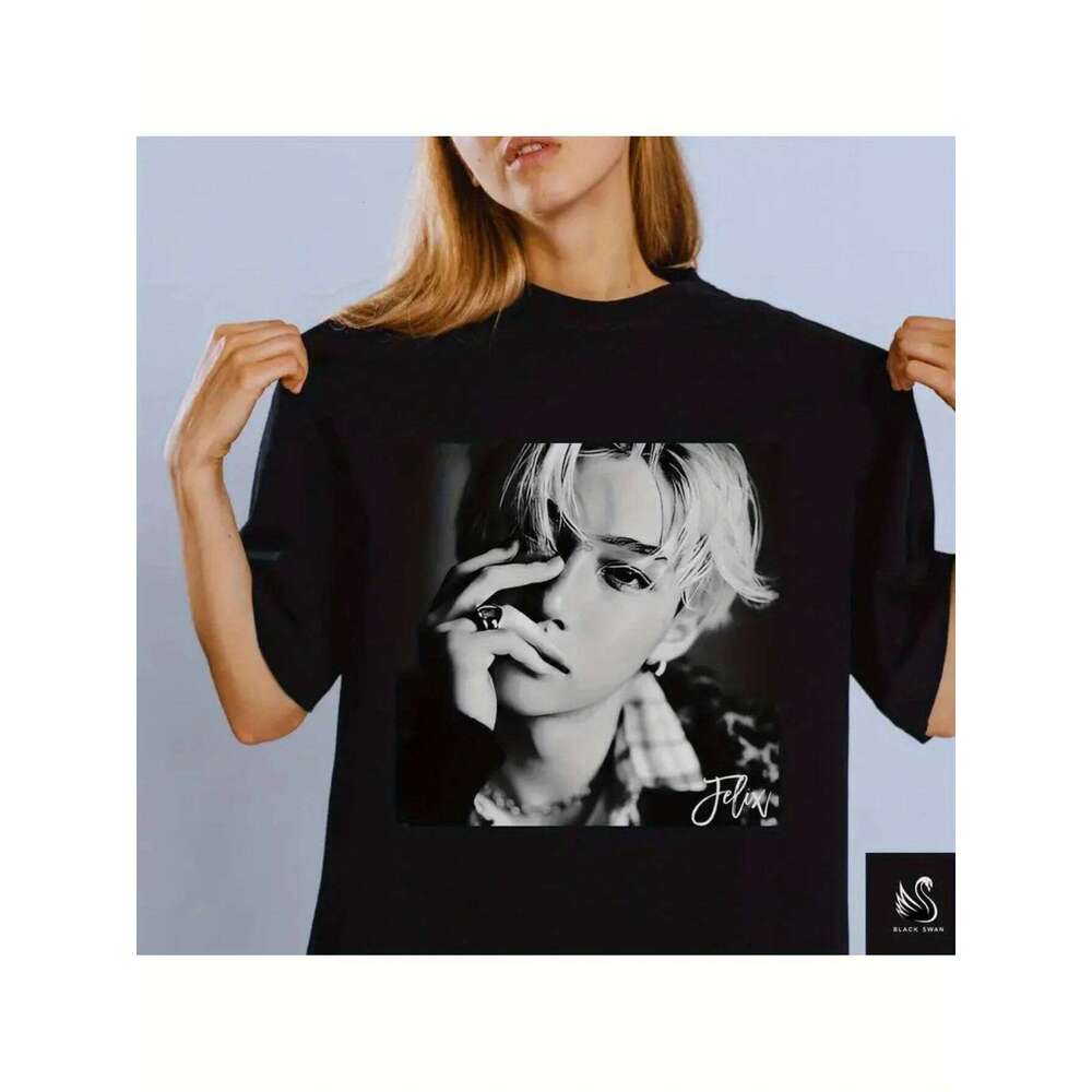 SKZ Felix Graphic Shirt Cotton Crew Neck Women's men T-Shirt Fashion Four Seasons Base Streetwear XJ260306