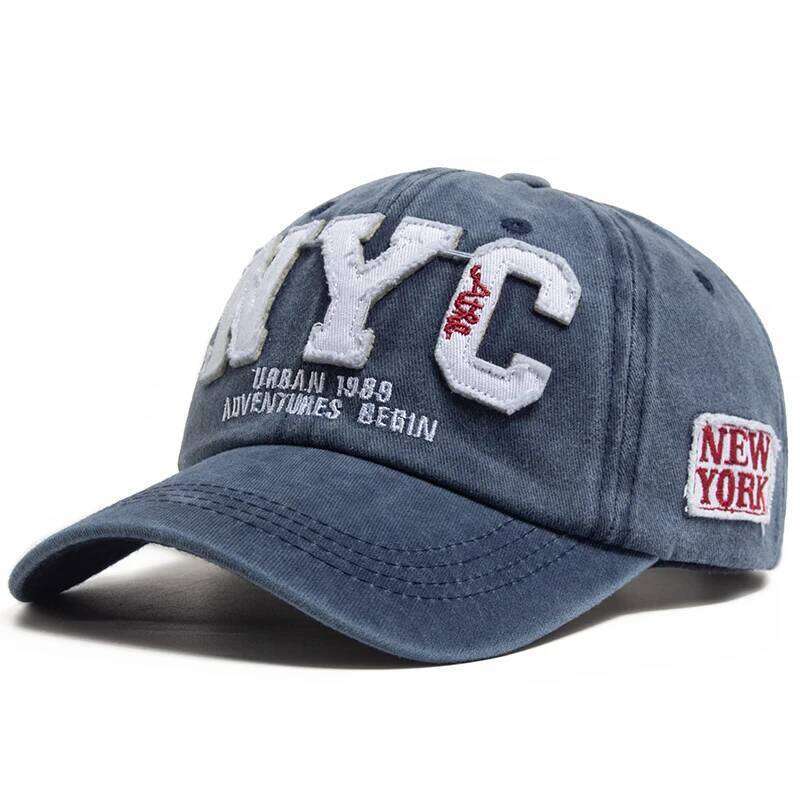 New Vintage Big Letter NYC Baseball Cap Men Cotton Washed Spring Autumn Visor Soft Snapback Fashion Hat For Women Y260304
