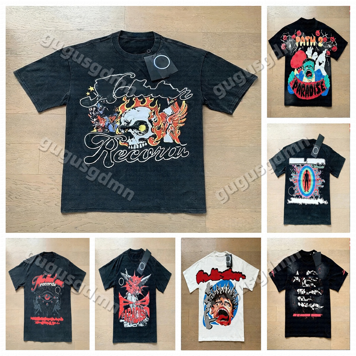 Designer High quality graphic shirt new wash loose short sleeve designer Street round neck casuas High Streets Trendl mens shirts Mens Womens 27aaa