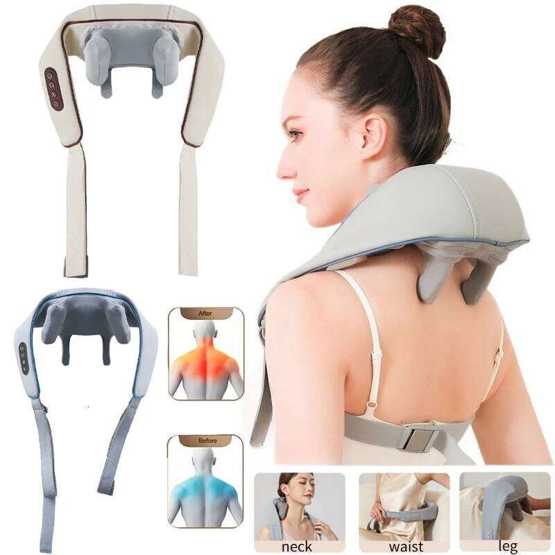 Hand pulled/shoulder strap wireless shoulder and neck trapezius massager, simulating a real person,hot compress,relieve fatigue 26Y0307