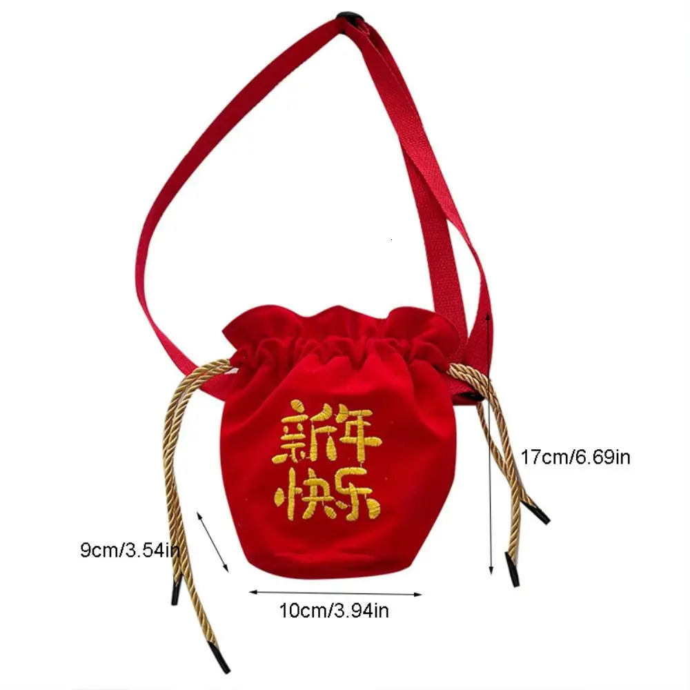 Gift Red Canvas Coin Purse Wallet Packet Embroidered Crossbody Bag Dragon Year Mascot Chinese Style Lucky Baby 260307