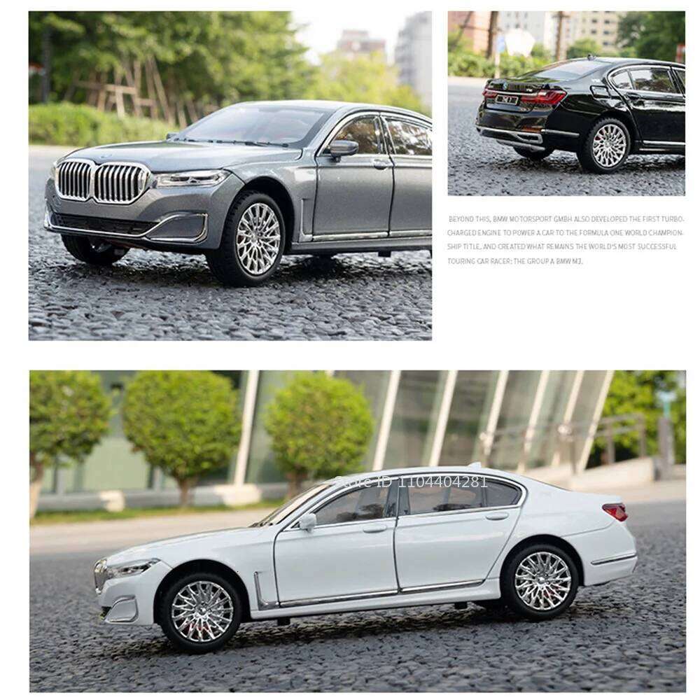 1:24 THE 7 760Li Model I5 M60 Alloy Diecast Car Toys 6 Doors Opened Sound Light Pull Back Miniature Vehices Boy's Birthday Gifts Z260307