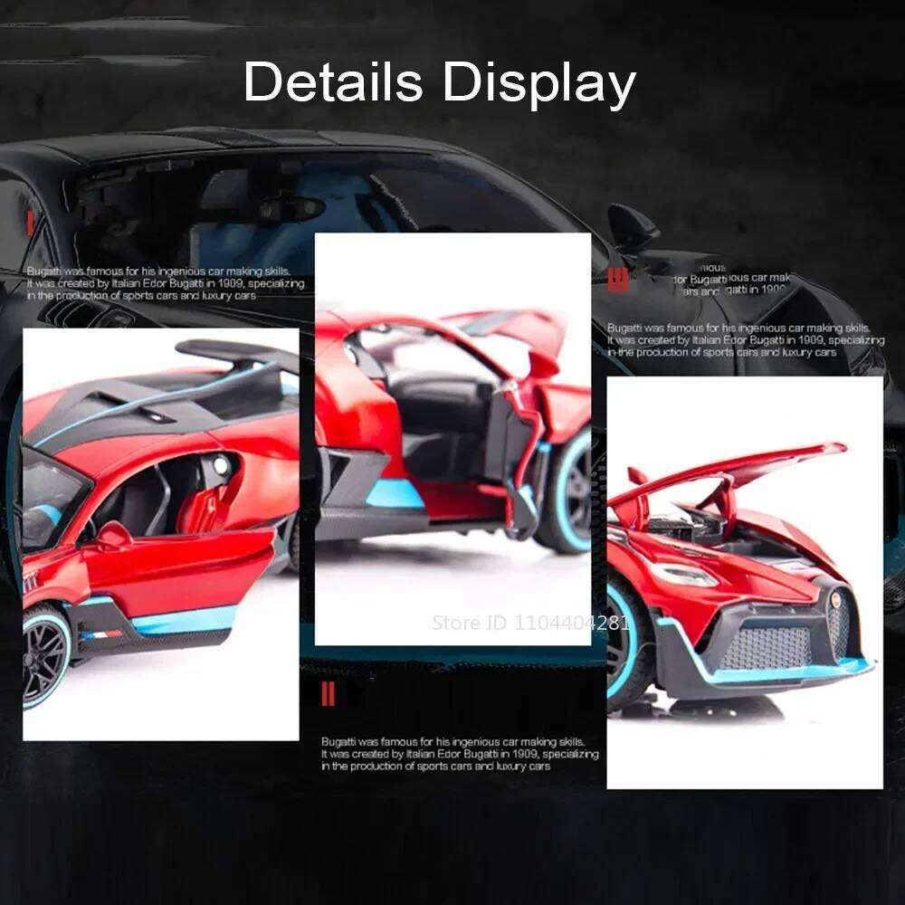 1:32 Divo Chiron Alloy Miniature Models Diecast Cars Doors Opened Sound Light Pull Back Metal Sports Car Boys Birthday Presents Z260306