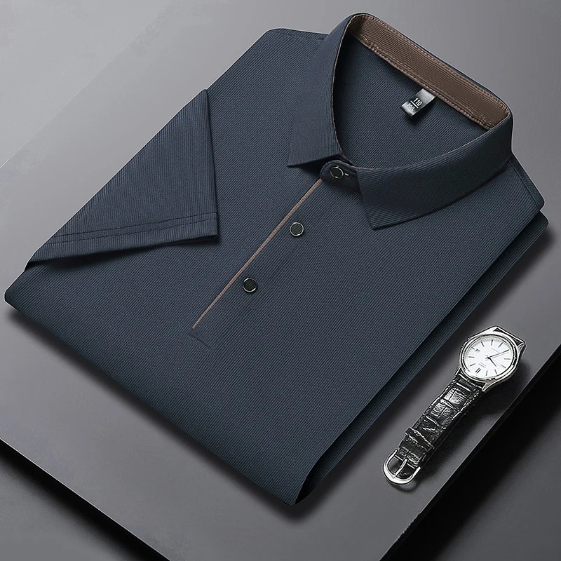 Solid Color Polo Shirt Men Business Polo Collar Half sleeved Top Summer Casual Short sleeved T-shirt Men Mountaineering Shirts 260304