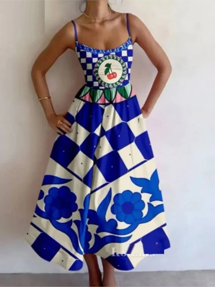 Fashion Trendy Print Spaghetti Strap Dresses Women Sexy Low Cut Backless A-line Sleeveless Dress Female Party Club Vestidos 260306