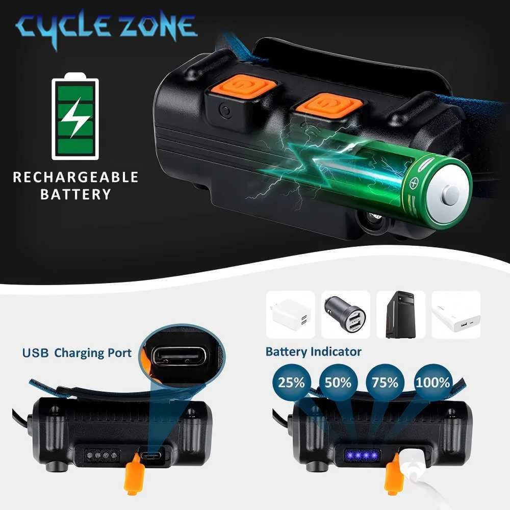 Powerful LED Sensor Headlamp Zoom COB Headlight Rechargeable Head Flashlight Built in Battery Outdoor Camping Fishing Lantern H260307