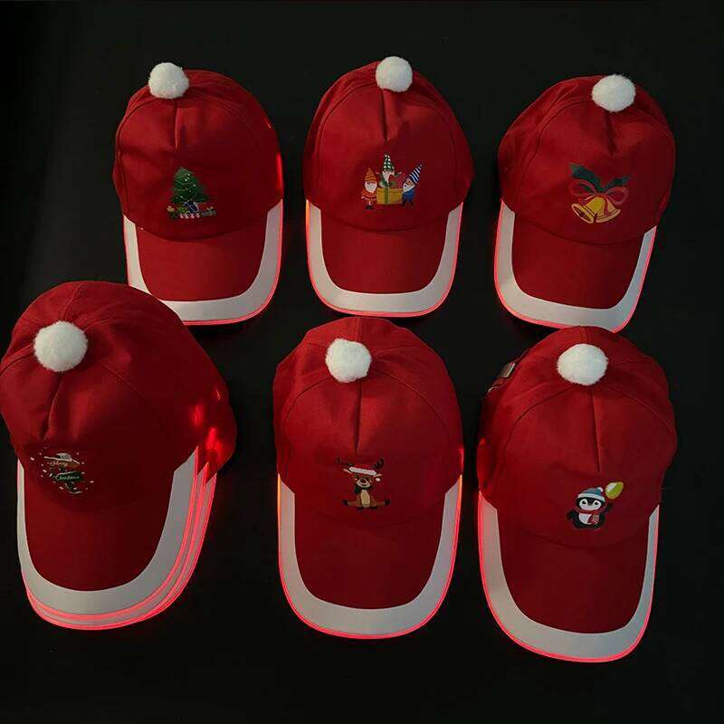 LED Light up Baseball Flashing Glow Rave Party Red Cap Sun Hat Christmas Costume Supplies Festival Gift Y260304