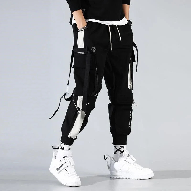 Mens Letter Flap Pocket Drawstring Cargo Pants Casual All-match Loose pantalon cargo homme Classic Fit Elastic work Trousers 260305