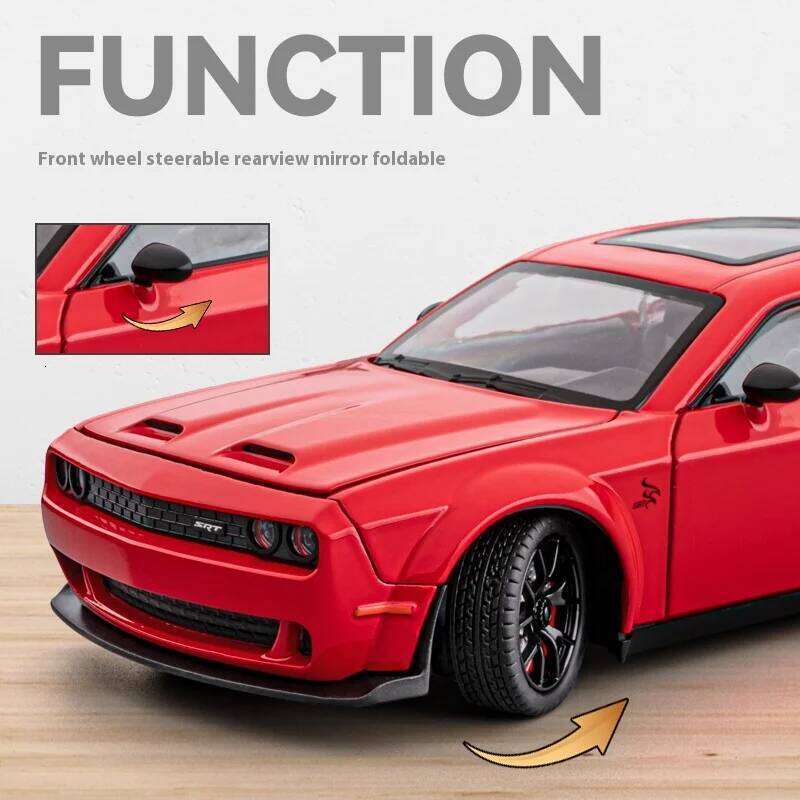 1/24 Alloy Die-casting Hellcat Sports Car Model Simulation Sound and Light Pull Collection for Boys Toys Birthday Holiday Gifts Z260306