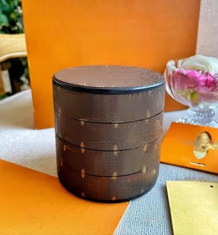 Fashion leather designer storage box with mirror Desktop storage box 4 layers compartments