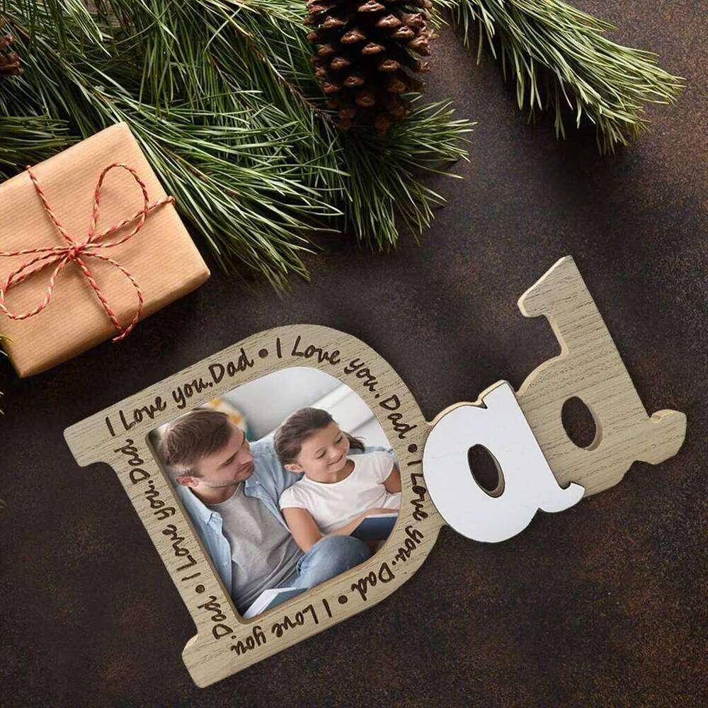 1PC Wooden Crafts for Wedding Love Father's Day Papa Picture English Letter Photo Frame Table Decor H260306