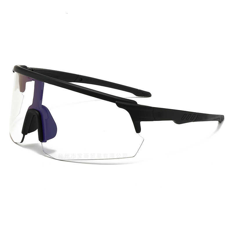 New Half-Frame Sports Photochromic Glasses Outdoor Running One-Piece Lens Sunglasses Bicycle Riding Windproof Sunglasses S260304