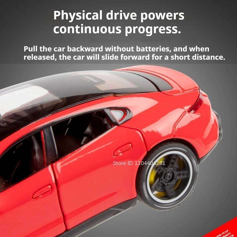 1: 32 Taycan Macan Diecast Alloy Sports Car Models Toys Sound Light Pull Back 6 Doors Opened Miniature Vehices Desktop Ornament Z260306
