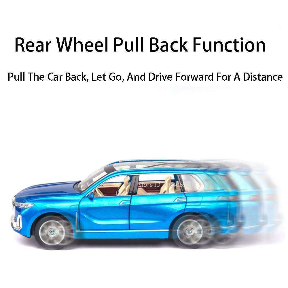 1:24 X7 X5 SUV Alloy Miniature Model Diecast Toys Car 6 Doors Opened Sound Light Pull Back Vehices for Boys Children's Day Gifts Z260307