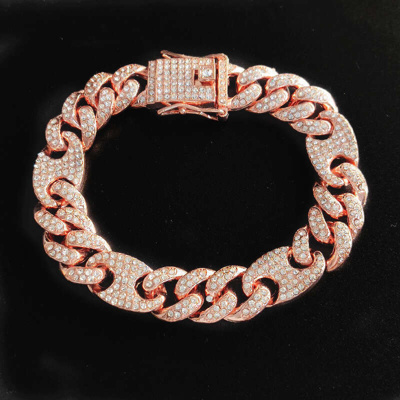 New pig nose coffee bean Cuban chain 12mm 20mm high-quality box clasp color-blocked personalized bracelet necklace