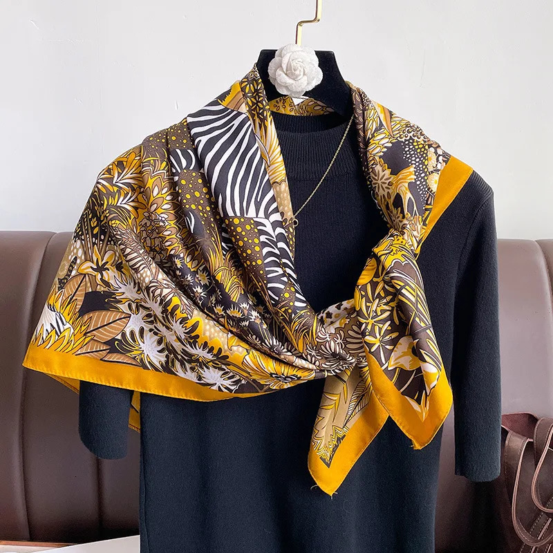 2024 Women Printed Horsehead Silk Scarf Fashion and Versatile Sunscreen Outer Shawl and Head scarf Wholesale 260302