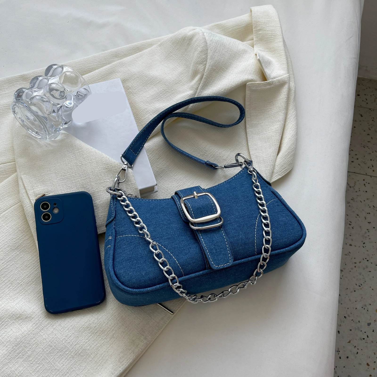 Small Jeans Bag Womens Cross-Shoulder Bag Shoulder Canvas Bag 260306
