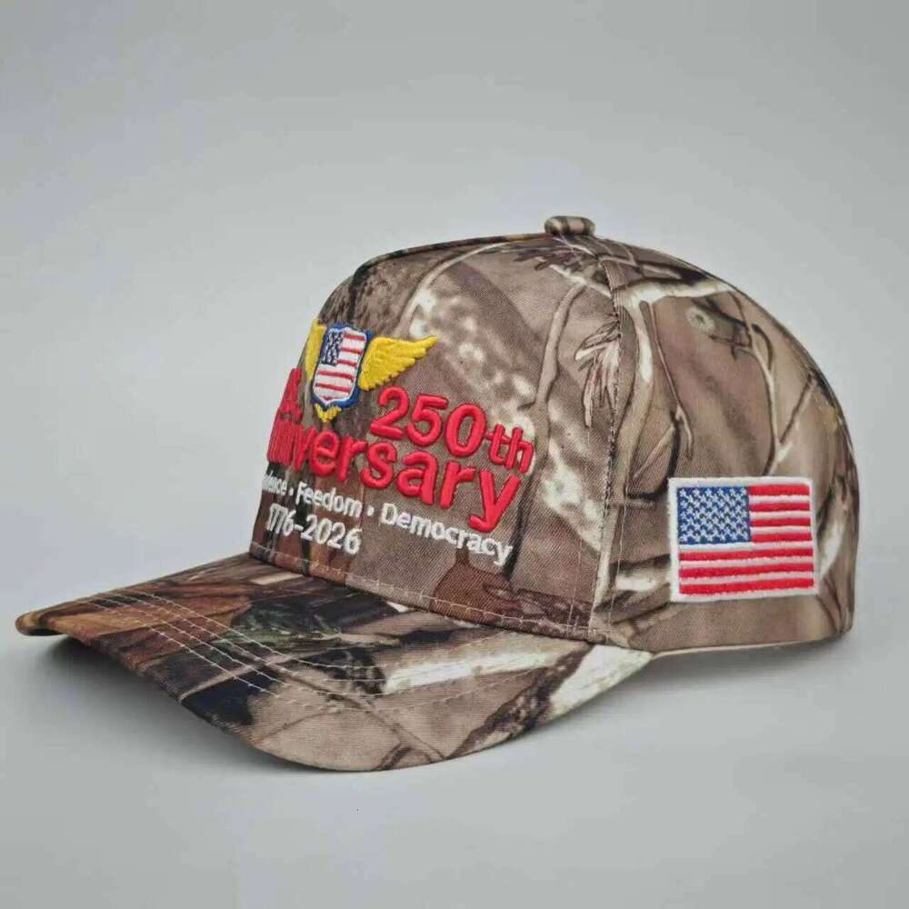The 250th anniversary camouflage hat the United States! Embroidered wings, flags patriotism of "independence, freedom and Y260304