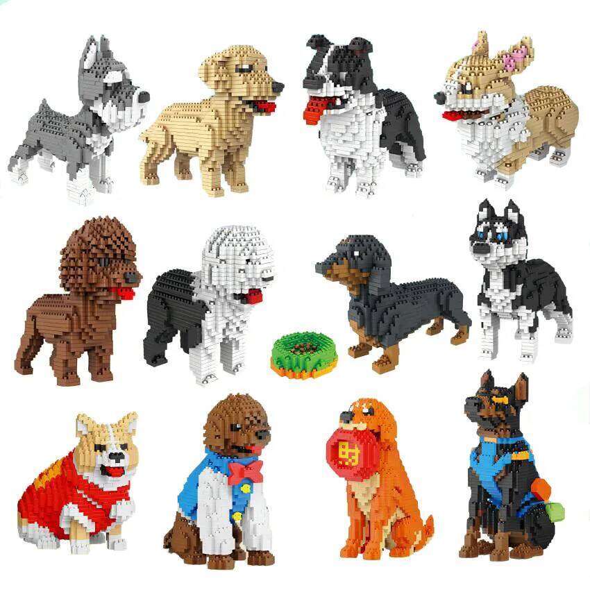Dog Model Mini Building Block Toys Set for Kid Boy Girls Adult Beginner Teddy Hughes Corgi Collie Pet Style Bricks C260306