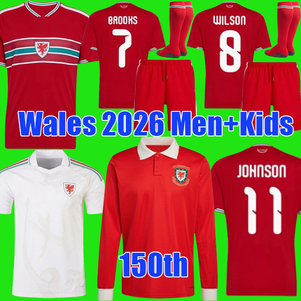 2026 World Cup Wales 150th Anniversary Kit soccer jerseys JAMES BALE Home Red fans player Welsh football shirts JOHNSON RODON T.ROBERTS MOORE THOMAS men kids set