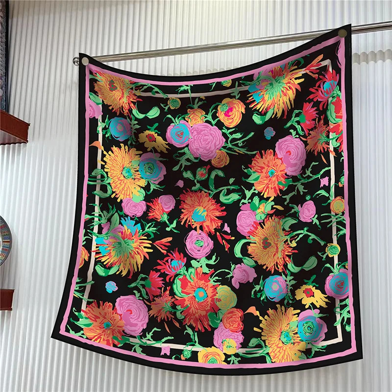 Year Gift 90cm Large Square Scarf WomenS Scarves Spring And Autumn Style Fashion Shawl European American Twill Print 260302