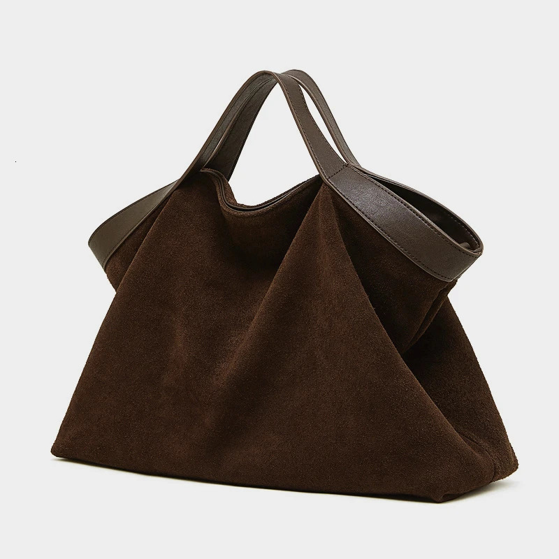 Hifashion Vintage Suede Genuine Leather Tote Handbags For Women 2026 Messenger Hobos Work Shopping Shoulder Bags 260227