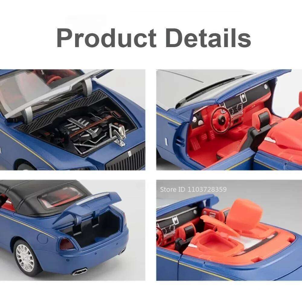 1:32 Rolls Royce Dawn Phantom Alloy Toys Diecast Model Car Doors Opened Sound Light Pull Back Miniature Vehice Boy Birthday Gift Z260306