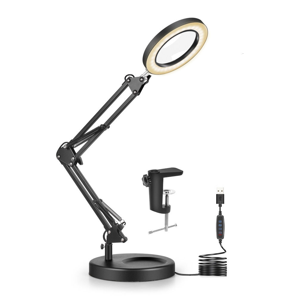 Free Shipping Long-Arm Foldable Desktop Magnifying Glass Lamp Welding, Repairs, Jewelry Appraisal, Beauty, Manicure, And Reading For The Elderly