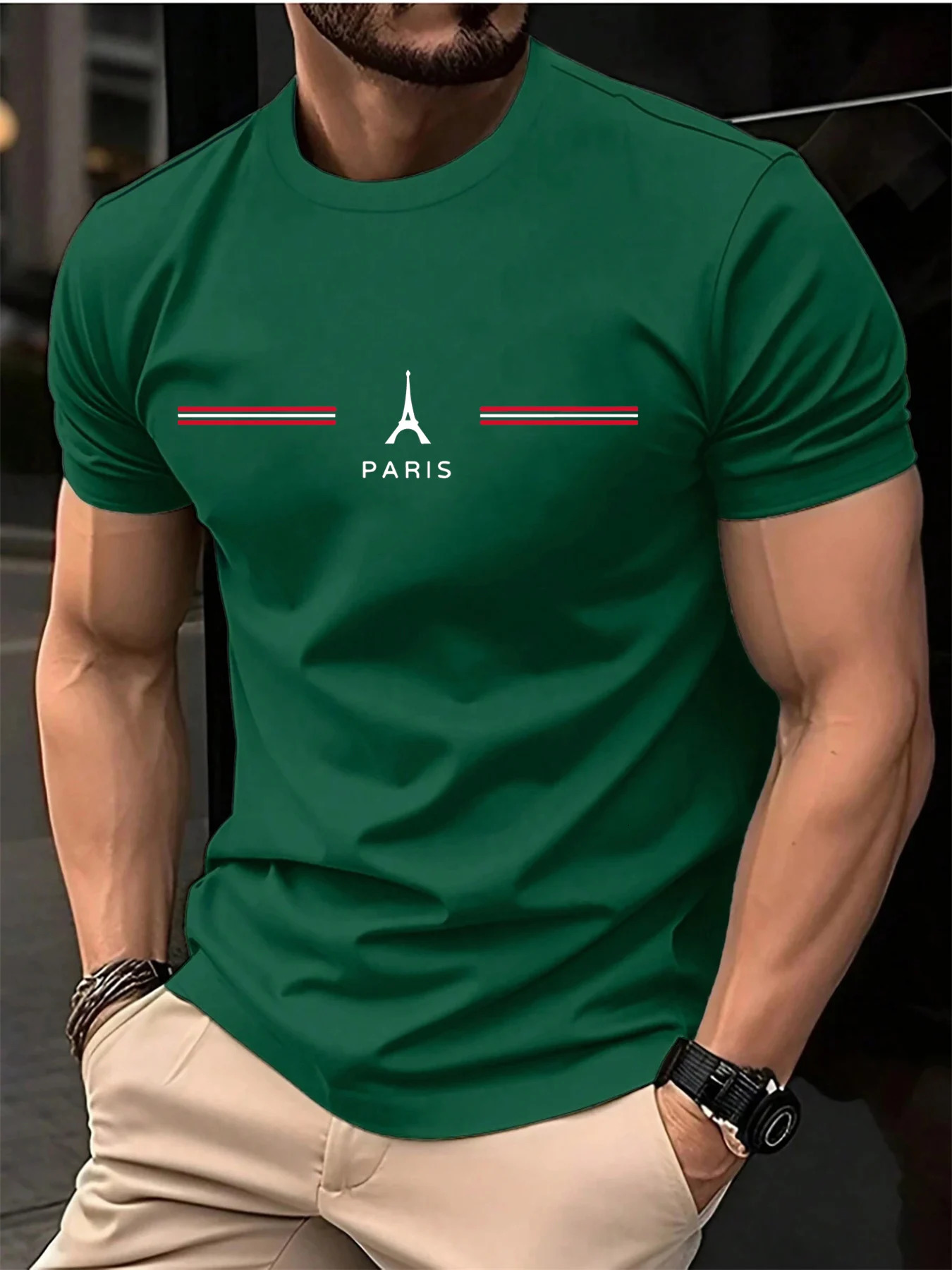 Mens 100 pure cotton summer loose oversized casual Paris letter printed sports round neck short sleeved Tshirt top 260302