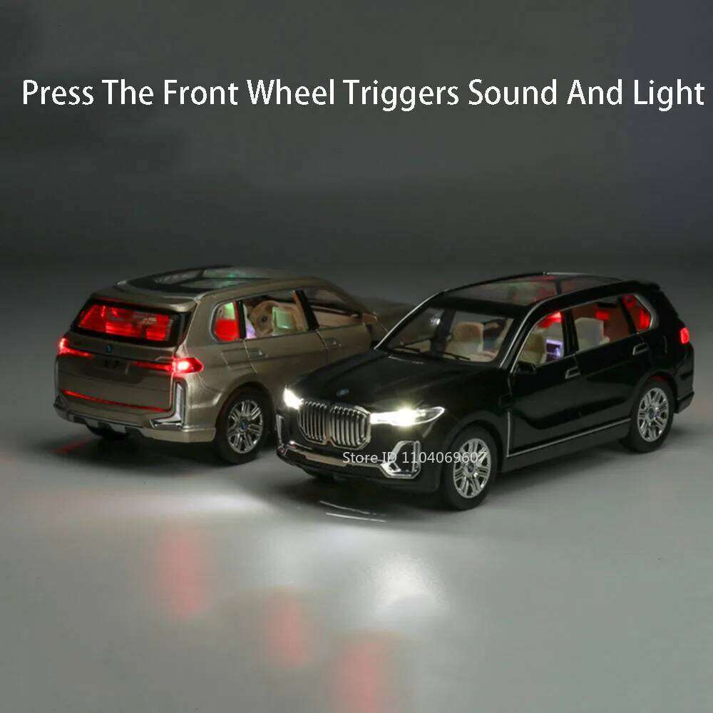 1:24 X7 X5 SUV Alloy Miniature Model Diecast Toys Car 6 Doors Opened Sound Light Pull Back Vehices for Boys Children's Day Gifts Z260307
