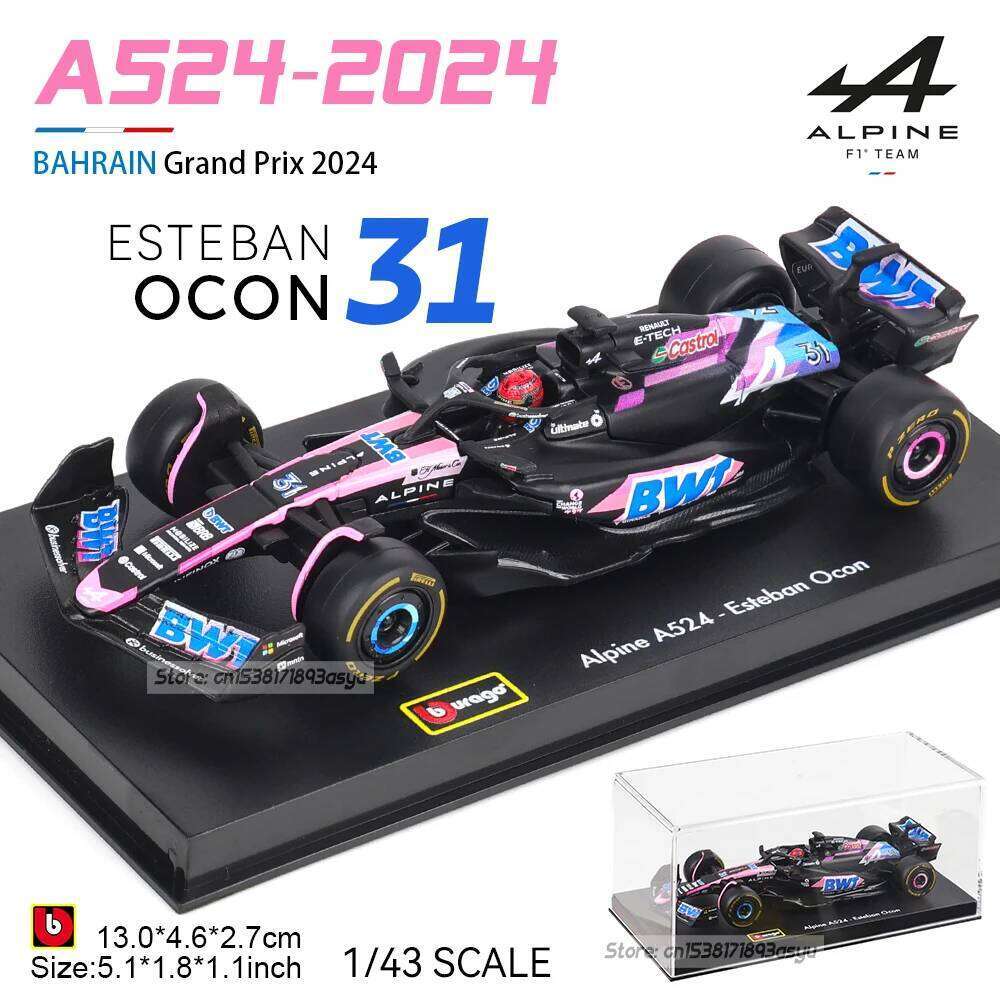Bburago 1:43 2024 10# Pierre Gasly Alpine F1 Team A524 #31 Esteban Ocon Alloy Die Cast Car Model Competition vehicles Z260306