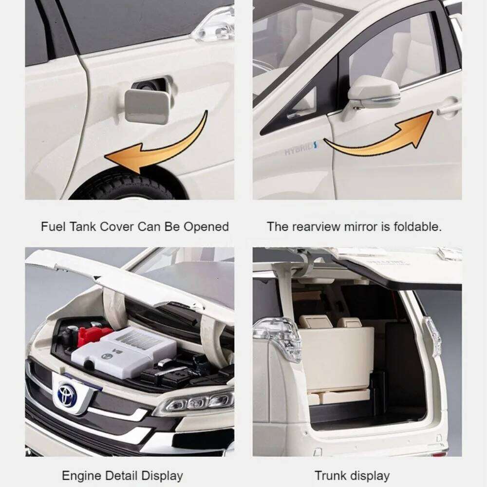 1:18 Vellfire LM300 Cars Models Alloy Diecast Toys 6 Doors Opened Miniature Vehicles Wheel Pull Back MPV Kids' Perfect Presents Z260306