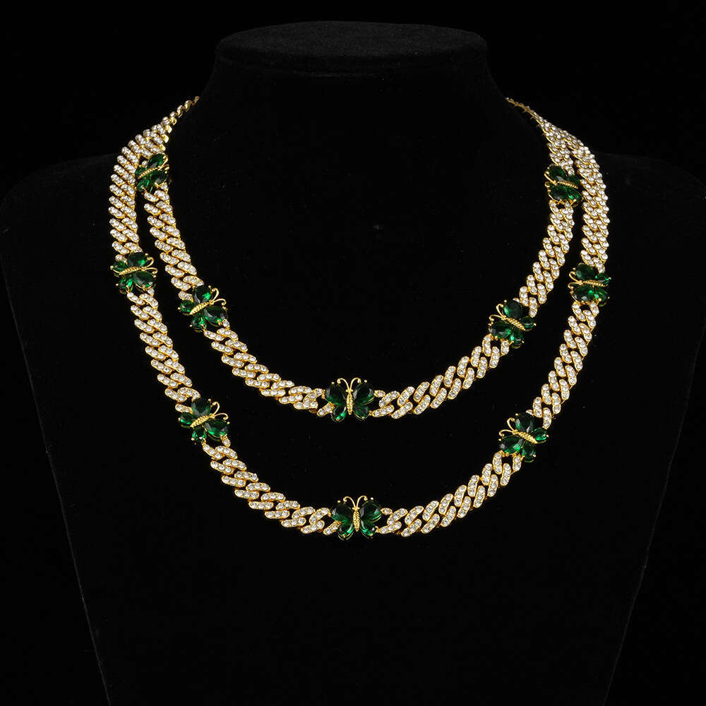 European American trendy Cuban chain full of diamonds, cool diamond-shaped high-quality zinc alloy necklace, hip-hop necklace for men and women, whole