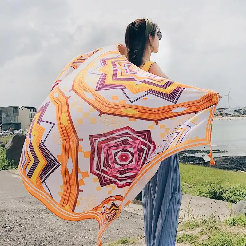 Fashions 90x180cm Twill Cotton Pareo Beach CoverUp Large Dress Bikini Bathing Swimwear Cover Up Sarong Wrap Scarf 260228