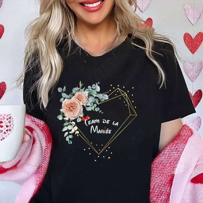 French Girls Bachelorette EVJF Party Tops Team Future Bride T-Shirt Short Sleeved Fashion Flower Crown Tees Bridal Wedding Shirt XJ260306 XJ260306