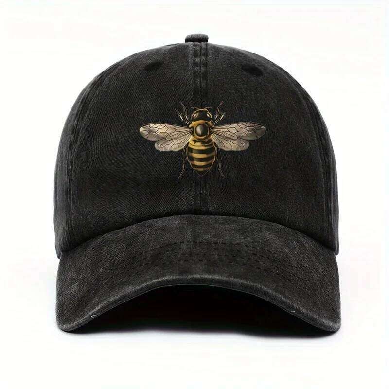 A bee print simple design baseball cap travel sunscreen versatile style for men and women Y260304