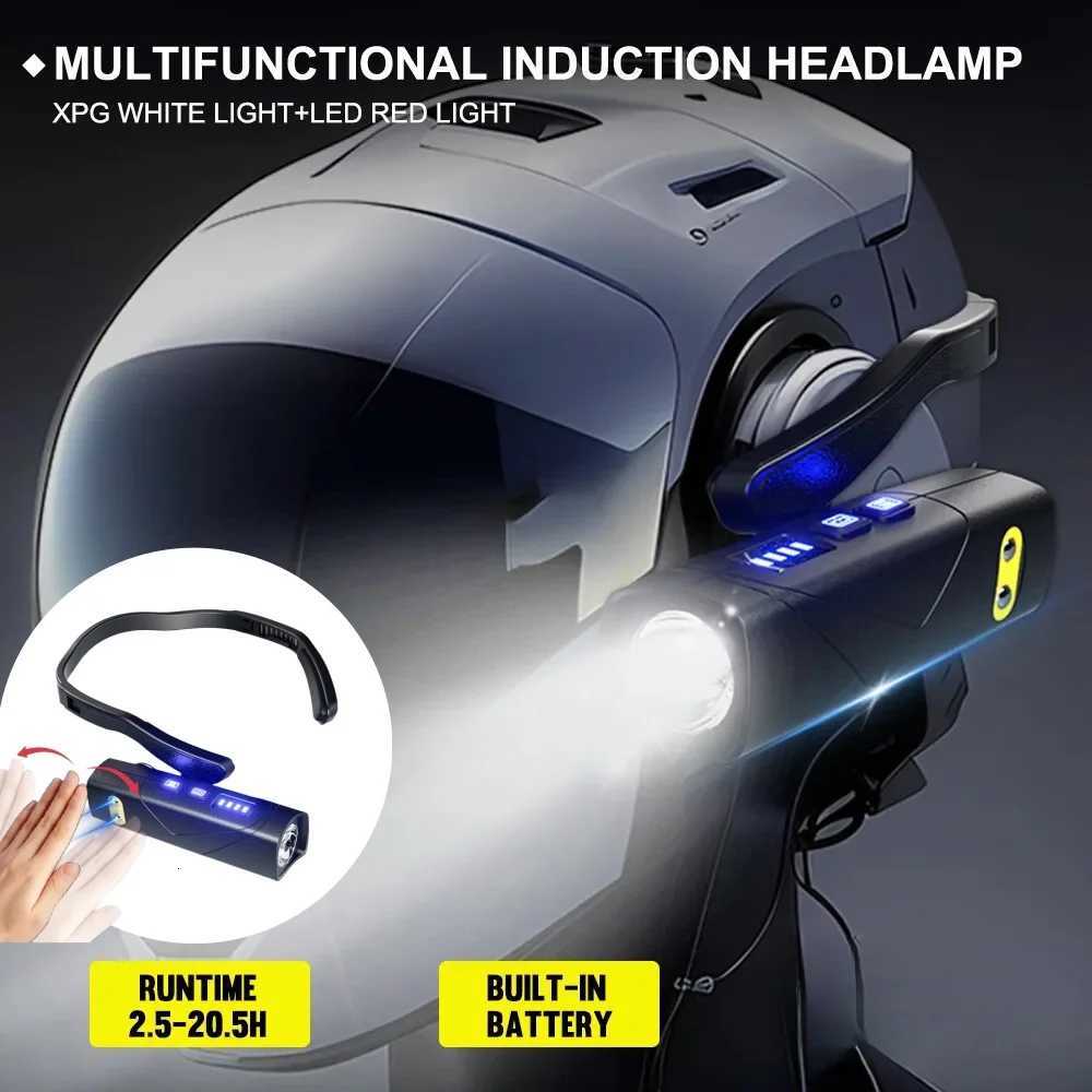 2025 New T202S Headlamp Hanging Ear Styl Headlight Built-in Battery 500LM PressInduction Switch Waterproof IPX4 Head Light H260307