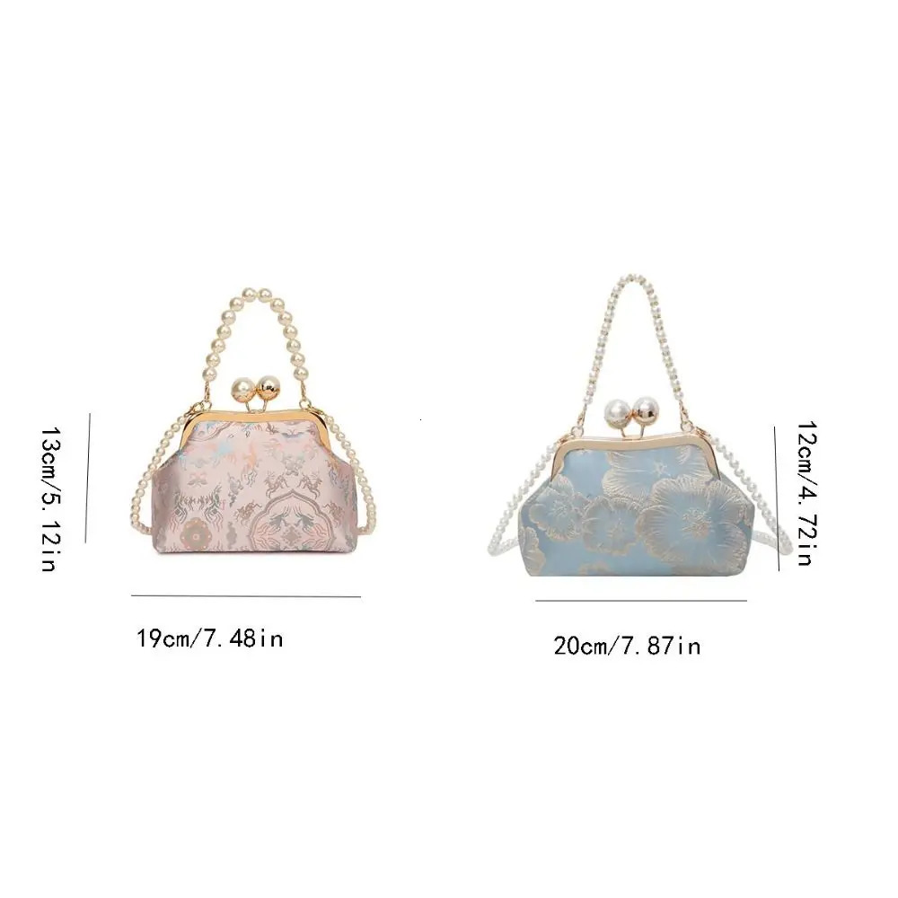 Retro Pearl Chinese Style Handbag Kiss Lock Cheongsam Accessories Embroidery Banquet Bag Elegant Shoulder Hanfu Clutch Party 260307