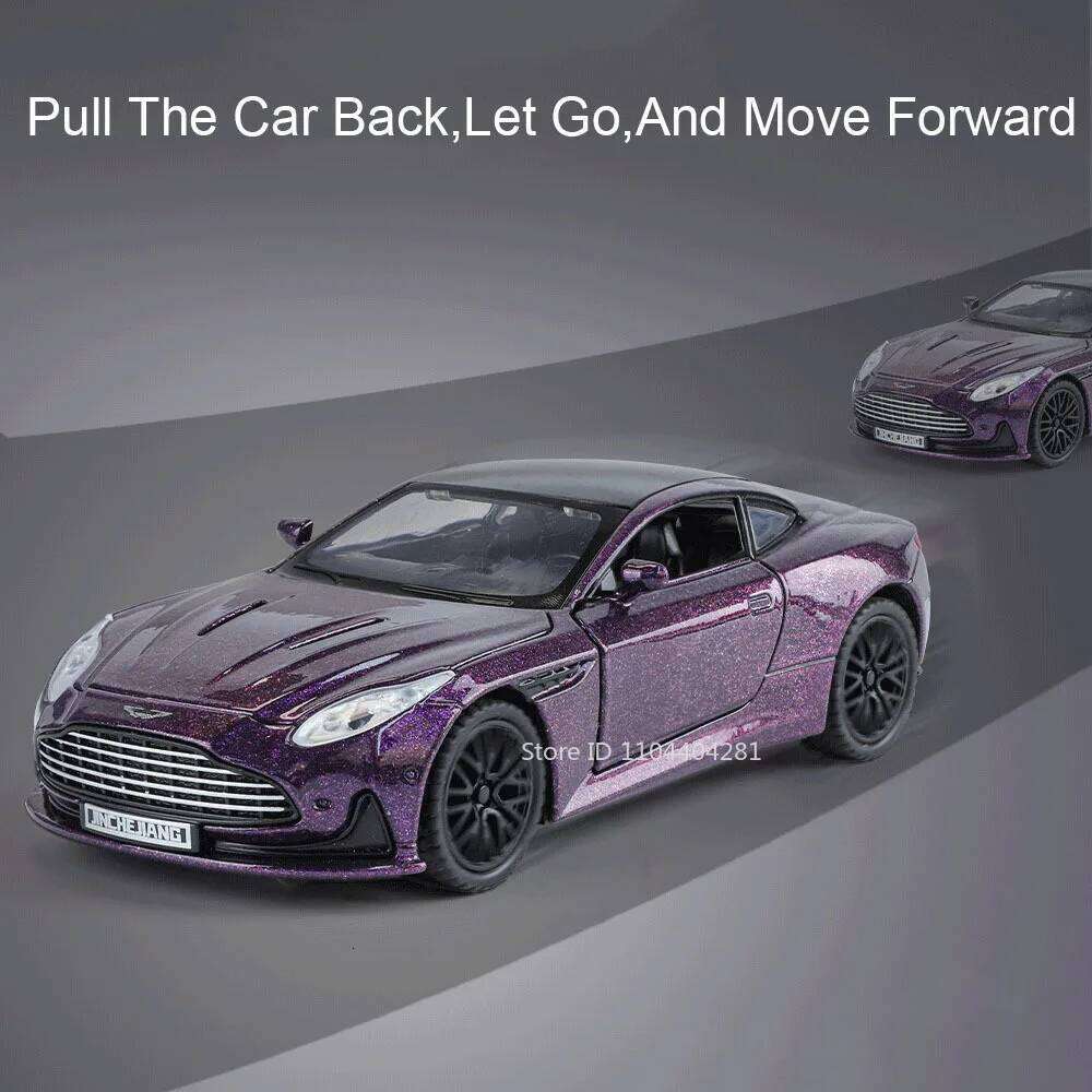 1:32 DB12 Vulcan Alloy Sports Car Model Diecast Metal Vehice with Sound Light Pull Back Miniature Models Collecting Hobbies Gift Z260306