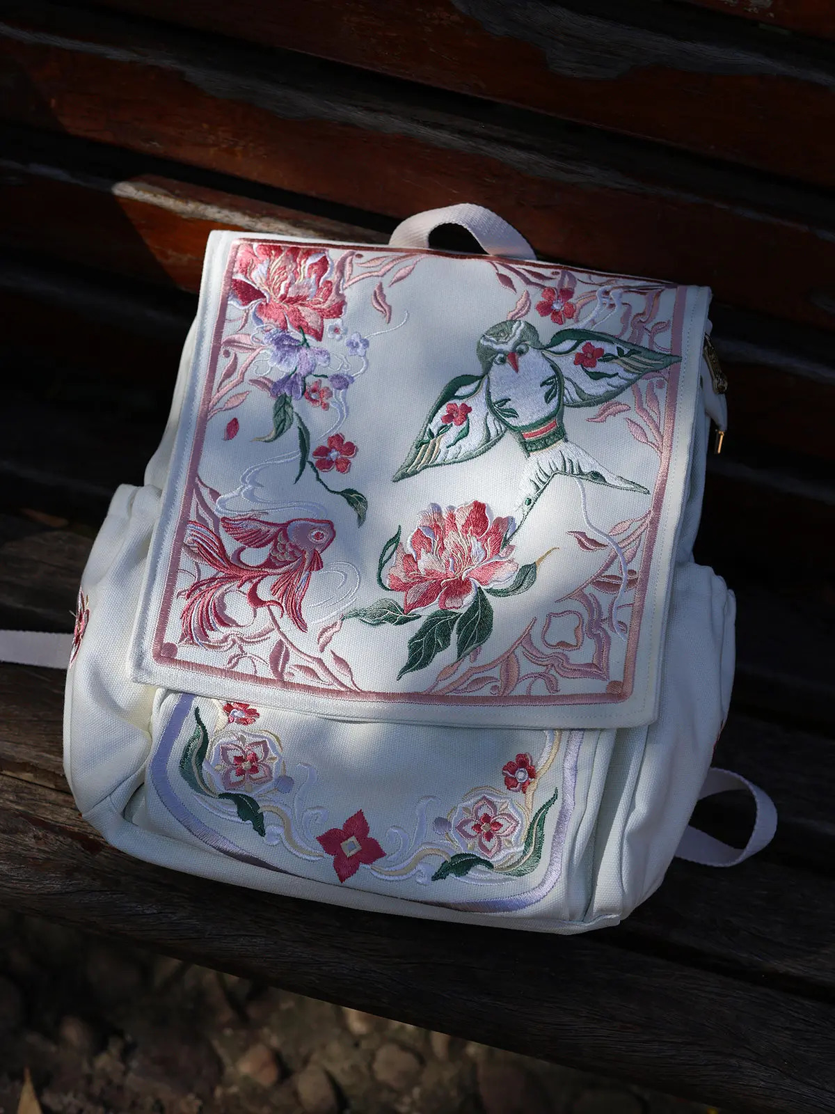 National Style Guochao Antique Embroidered Paper Kite Backpack Hanfu Lolita Canvas Female Retro Bag Women 260307