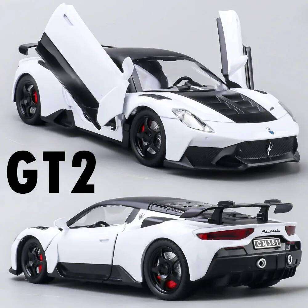 1:24 GT2 Valkyrie Diecast Alloy Model Toy Sportscar Front Wheel Steering Doors Opened with Sound Light Vehice Kid Christmas Gift Z260306