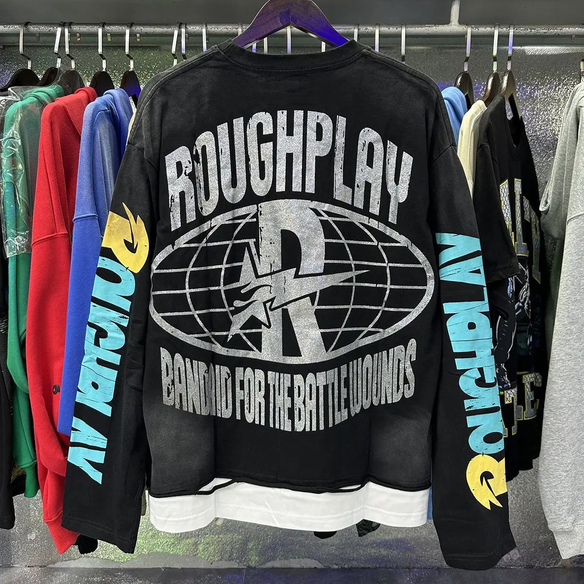 Roughplay American Cotton Retro Style Long Sleeve Men Women Jesus Print Skull Rockabilly Washed Out T-Shirt Vintage Tee 260303