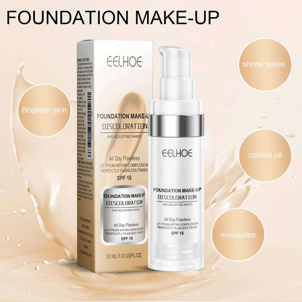 EELHOE Face Foundation Perfect Coverage Pore Shrink Moisturizing Oil Control Lasting Brightening Mild Makeup Foundaion 26L0306