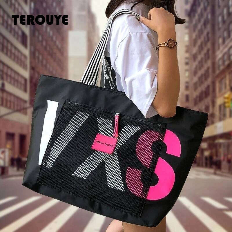 Aliwood 2026 New Arrivals Letter Women Shoulder Bags Trendy Waterproof Tote Beach Bag Large Capacity Female Travel Shopping Bags TEROUYE