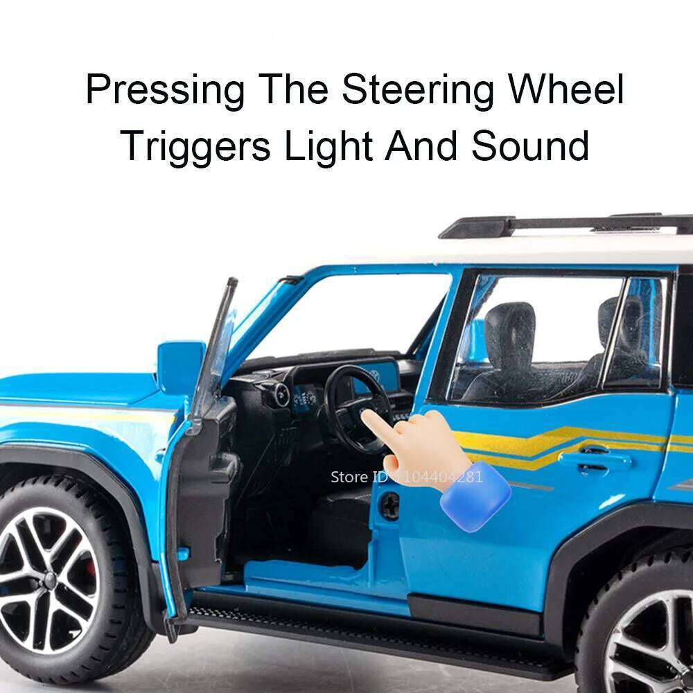 1:24 Prado Cruiser Alloy Model Toys Diecast Metal Car Doors Opened with Sound Light Pull Back Miniature Vehices for Boy Presents Z260306