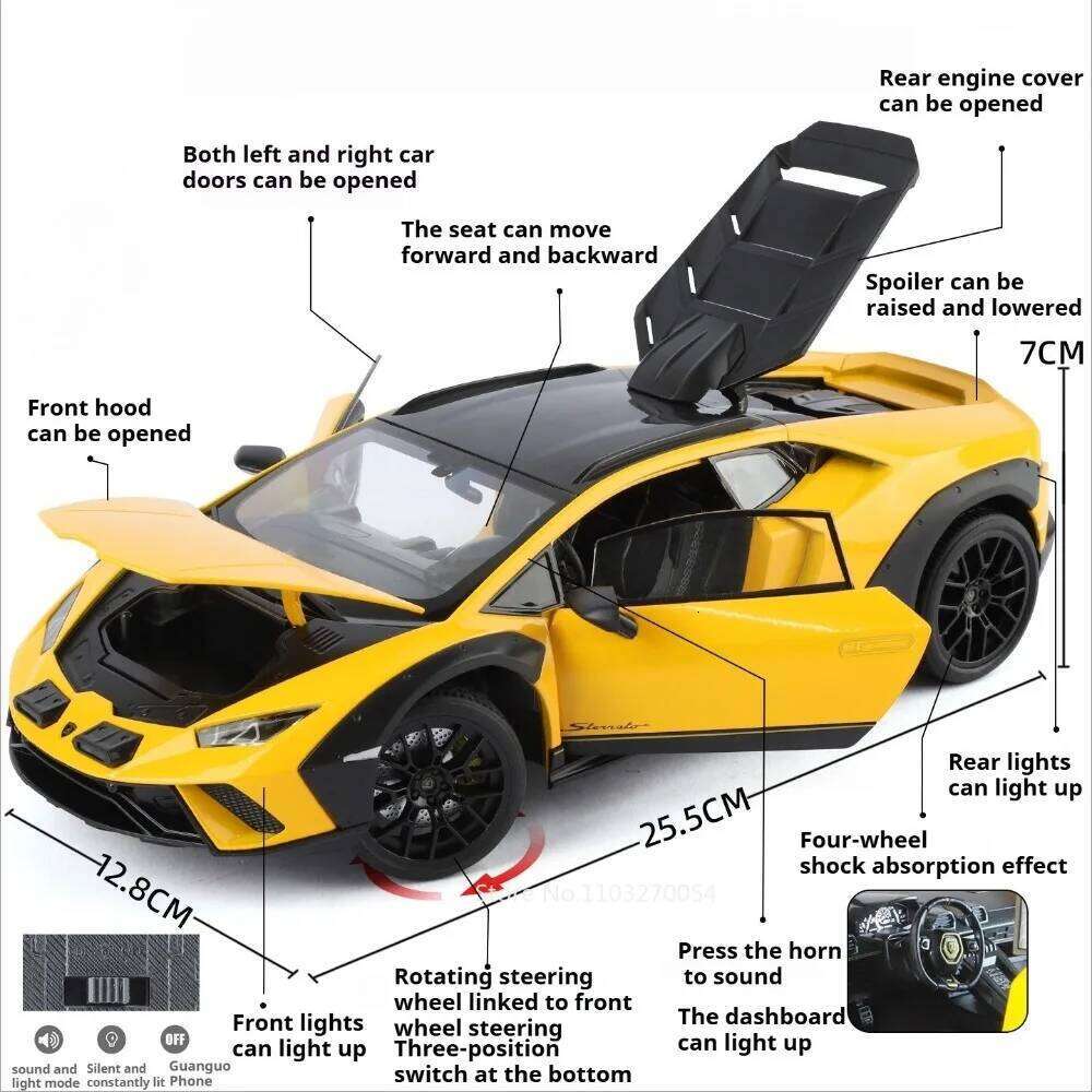 1:18 Lambor Huracan Sterrato Revuelto Miniature Model Diecast Alloy Sports Car Toys Shock Absorption Sound Light Vehice Boy Gift Z260306