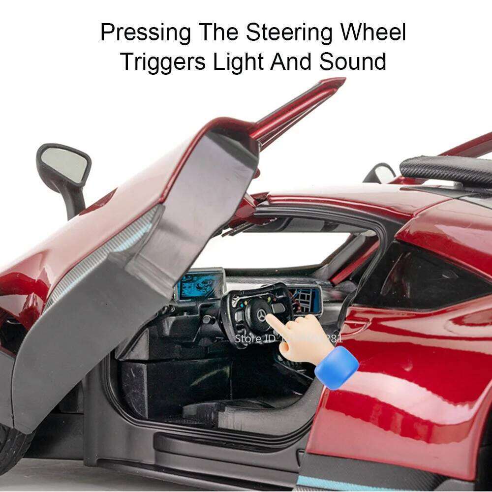 1:18 ONE GTR Alloy Sports Car Model Diecast Toys Doors Opened Sound Light Pull Back Miniature Vehices for Friend's Birthday Gift Z260306