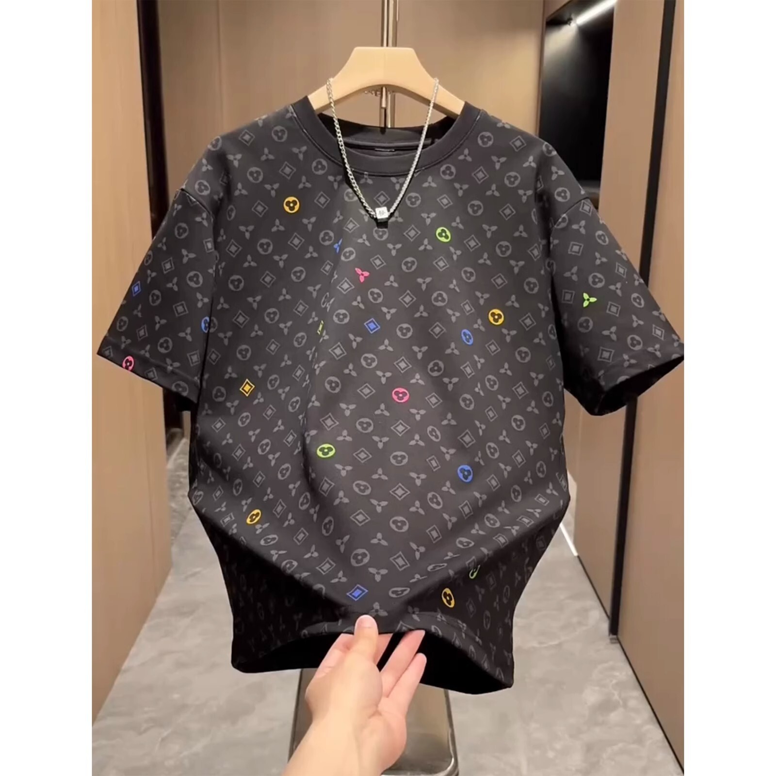 Luxury Brand Designer Clothes Trendy Round Neck Full Print Old Flower Short Sleeve T-Shirt For Men 2025 Summer New Casual Versatile Stylish Cool Half 